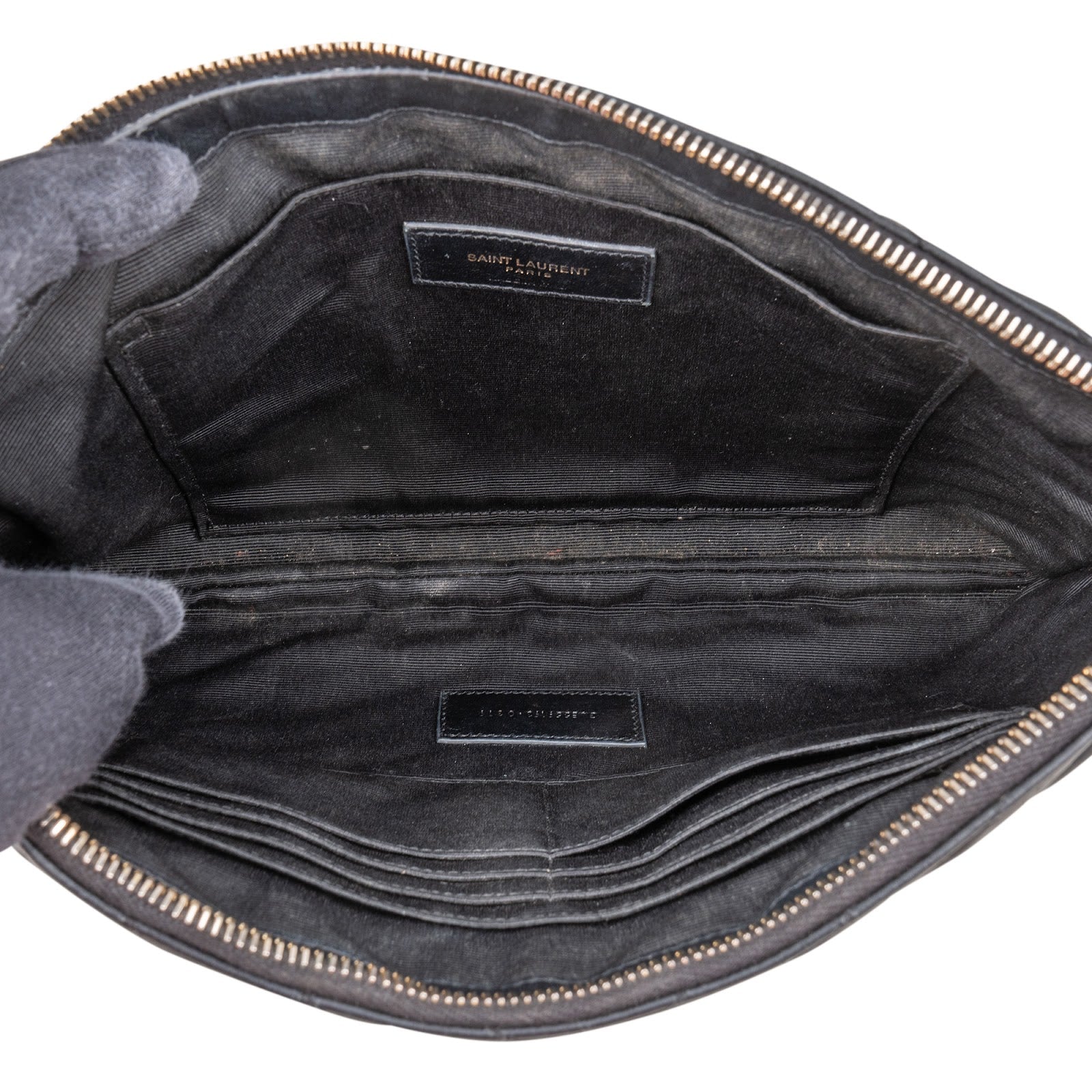 Saint Laurent Quilted Chevron Leather Clutch - vintageandkickz