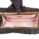 Prada Black Satin Pleated Clutch