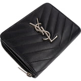 Yves Saint Laurent Grained Matelassé Leather Portefeuille Famme Compact Zip Around Wallet