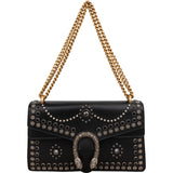 Gucci Black Soft Leather Dionysus Studded Shoulder Bag