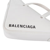 Balenciaga White. Leather Triangle Duffle S Crossbody Handbag