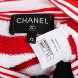 Chanel Red Striped Frottee Pocket Knit Baggy Sweater T-Shirt Top (XS)