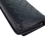 Chanel Leather Green Stitching BoyWallet On Chain Crossbody Bag
