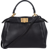 Fendi Black Leather Mini Peekaboo Handbag