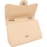 Chanel Quilted Caviar Leather Palladium Jumbo Single Flap Crossbody Bag