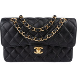 Chanel Quilted Caviar Leather Gold Small Double Flap Shoulder Bag