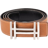 Hermès Bicolor Leather Reversible H Belt (90)