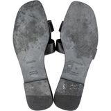 Hermès Black Leather Oran Sandals (40)