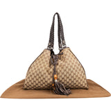 Gucci Monogram GG Canvas Indy Tassel Drawstring Hobo Shoulder Bag