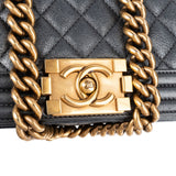 Chanel Quilted Metallic Lambskin Large Boy New Medium Crossbody Bag