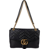 Gucci Matelassé Leather GG Marmont Large Single Flap Crossbody Bag