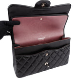 Chanel Quilted Lambskin Palladium Jumbo Double Flap Crossbody Bag