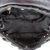 Prada Black Leather Cervo Lux Dragon Satchel Handbag