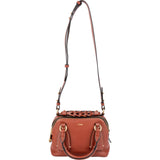 Chloé Brown Pebbled Calfskin Woven Handle Daria Small Crossbody Handbag