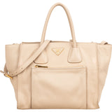 Prada Vitello Daino Leather Twin Pocket Luggage Shopper Handbag