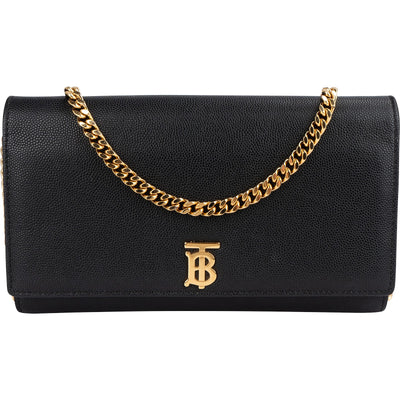 Burberry Grained Leather TB Wallet on a Chain Crossbody Bag
