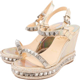 Christian Louboutin Multicolor Patent Leather Pyraclou Psychic 110 Wedge Sandals (37)