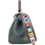 Fendi Petrol Leather Peekaboo Mini Handbag