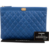 Chanel Quilted Caviar Leather CC Boy Clutch