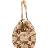 Coach Monogram Signature Stripe Frame Carryall Handbag