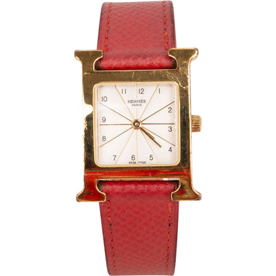 Hermès Gold Tone Heure H HH1.201 Women Watch - vintageandkickz