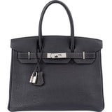 Hermès Dark Navy Bleu Togo Leather Palladium Birkin 30 Handbag
