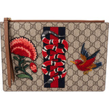 Gucci Monogram GG Supreme Appliqués Floral Animales Stitch Web Stripe Pouch Clutch
