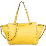 Valentino Garavani Yellow Leather Rockstud Tote Handbag