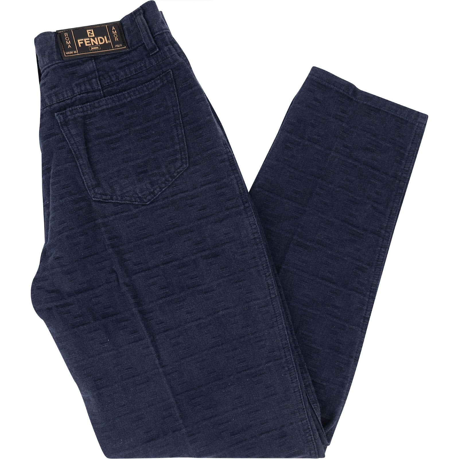 [🔄️B33 / F72] Fendi Navy Leather Jeans Trousers - vintageandkickz