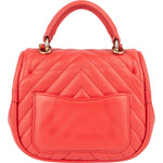 [🔄️B06 / F15] Chanel Red Leather Chevron Lambskin Mini Flap Bag with Top Handle Handbag - vintageandkickz