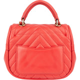 [🔄️B06 / F15] Chanel Red Leather Chevron Lambskin Mini Flap Bag with Top Handle Handbag - vintageandkickz