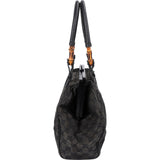 Gucci Black Leather GG Canvas Bamboo Frame Shoulder Bag