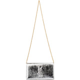 Saint Laurent Silver Metallic Leather Belle De Jour Wallet On Chain Crossbody Bag