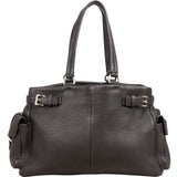Prada Dark Brown Vitello Daino Leather Buckle Satchel Shoulder Bag