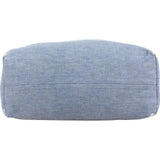 Miu Miu Denim Striped Emblem Tote Shoulder Bag