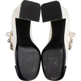Miu Miu Bicolor Patent Leather Cap-Toe Chain & Pearl Strap Rectangular Pumps (37)