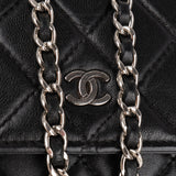Chanel Quilted Lambskin Palladium Wallet On Chain Crossbody Bag