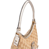 Gucci Monogram GG Canvas Metallic Leather Abbey D-Ring Shoulder Bag