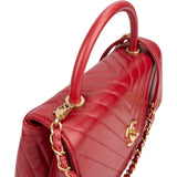 Chanel Quilted Calfskin Chevron Coco Handle Single Flap Handbag