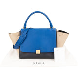 Céline Grained & Smooth Calfskin Tricolor Trapeze Handbag