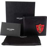 Saint Laurent Leather YSL Shield Patch Bifold Wallet