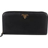 Prada Saffiano Leather Zip Around Wallet