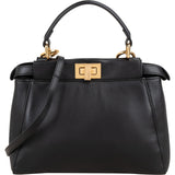 Fendi Black Leather Peekaboo Mini Handbag