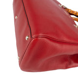 Gucci Grained Leather Bamboo Handle Tote Handbag