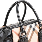 Burberry Quilted Patent Leather Heymarket Check Tote Shoulder Bag