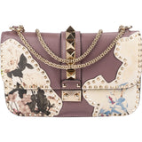 Valentino Leather Rockstud Lock Floral Crossbody Bag