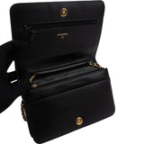 Chanel Quilted Caviar Leather Boy Wallet On Chain Crossbody Bag