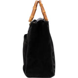 Gucci Suede Bamboo Handle Tote Handbag