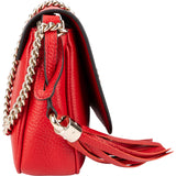 Gucci Red Pebbled Leather GG Soho Crossbody Bag