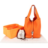 Hermès Orange Taurillon Clemence Palladium Picotin Lock 22 Handbag